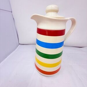VTG Phoenix Rainbow Stripe Thermal Pitcher Coffee Beverage Carafe Thermos Lid